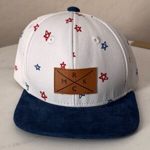 Infant White and Blue Snapback Hats with Leather Patch